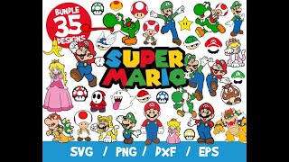 Super Mario Bros SVG Bundle Vector Clipart Mario Cricut Instant Download Wall Decal Sticker Kart