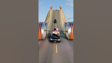 Reverse Cars vs Chain Hydraulic Bollards Crash #beamngdrive #shorts #shortvideo