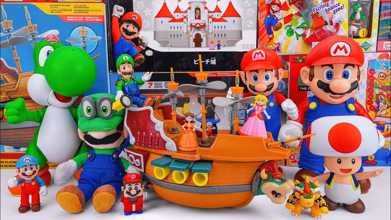 Super Mario Toys Unboxing Review 💚 Nintendo Super Mario Deluxe Playset Bowser Ship 🏰