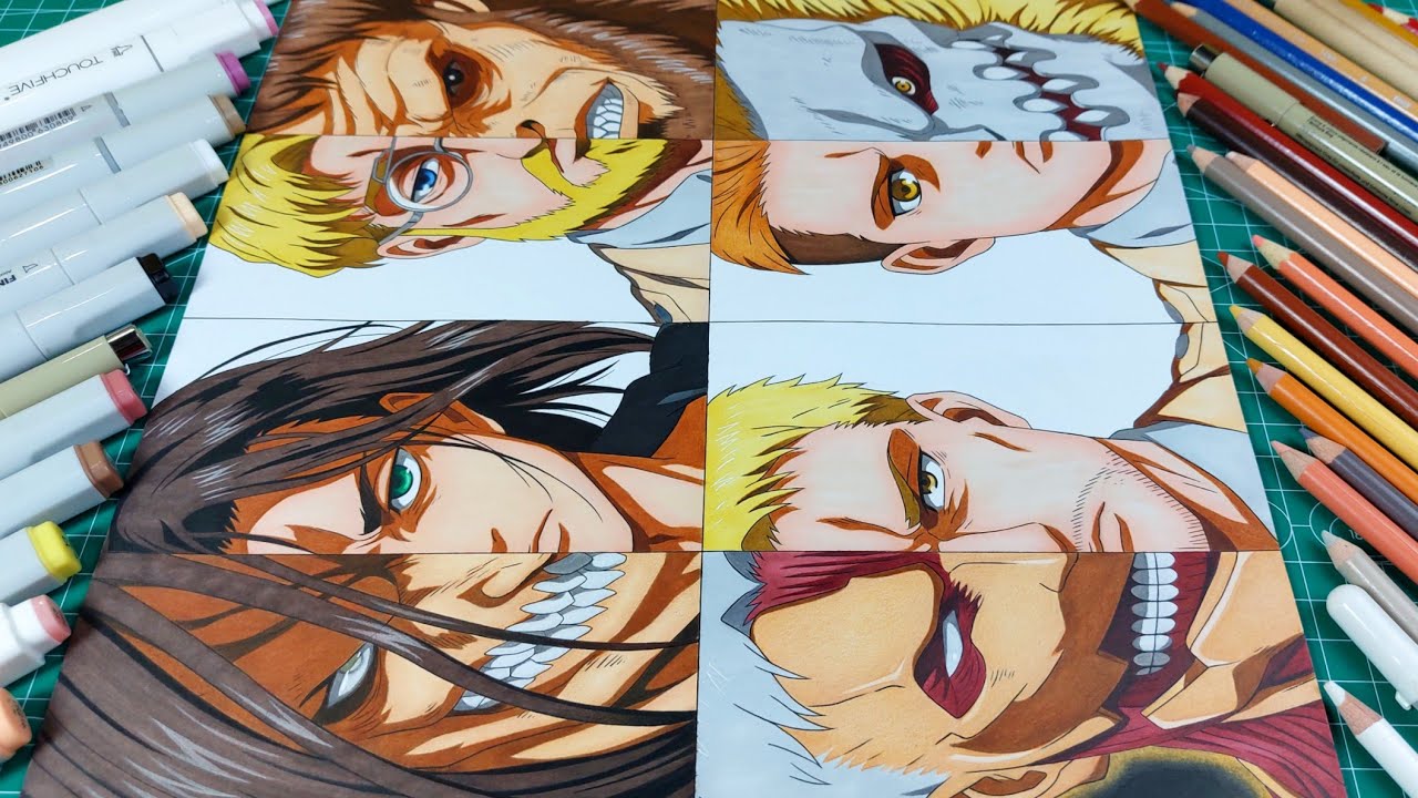 Drawing EREN, ZEKE, REINER & PORCO with their titan form || Attack On Titan