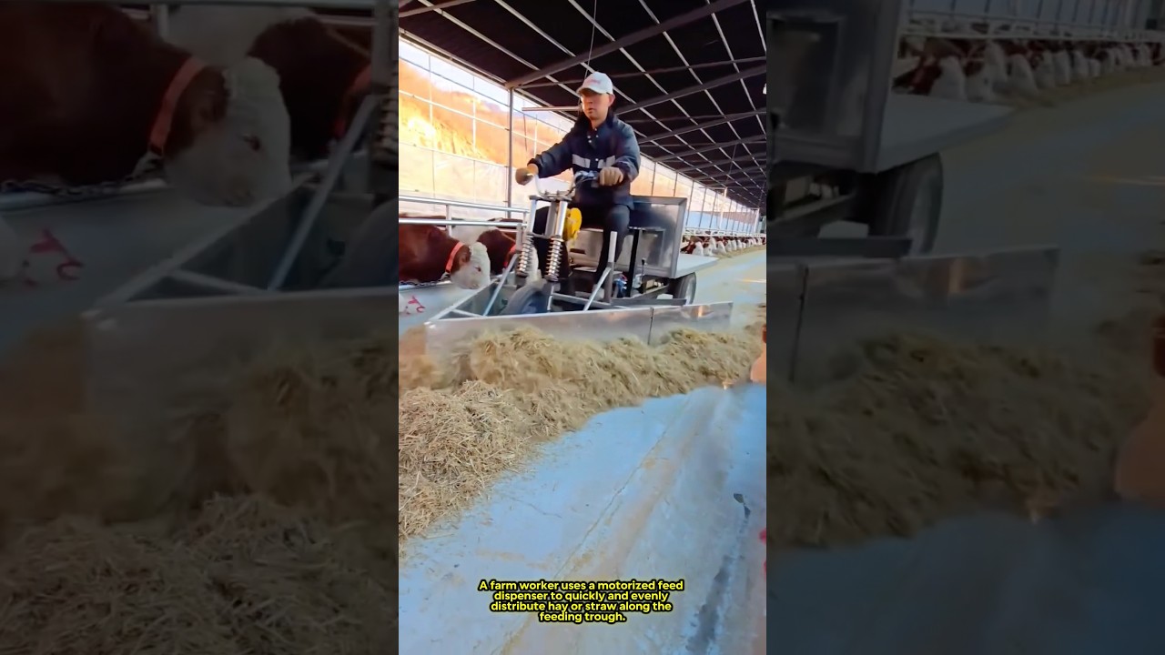 Modern Cattle Feeding on a Farm 🐄🚜