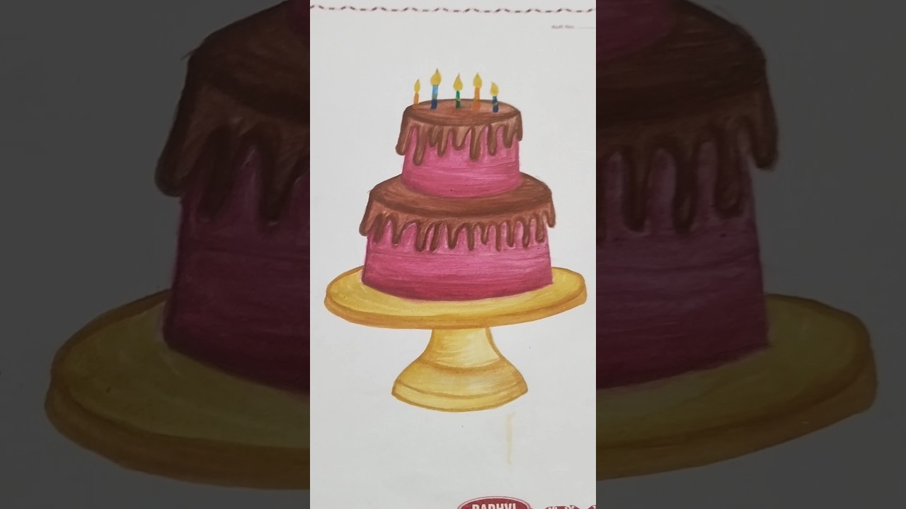 very easy cake drawing in realistic look 🎂🎂🎂 cake drawing beautiful 😍😍😍 