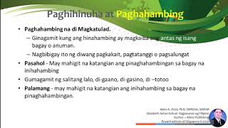 Sanhi at Bunga, Paghihinuha at Paghahambing (Kasanayang Pampanitikan)