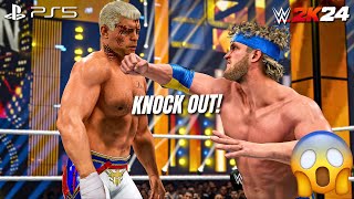 WWE 2K24 - Logan Paul (c) vs. Cody Rhodes (c) - Full Match at King & Queen Of The Ring | PS5™ [4K60]