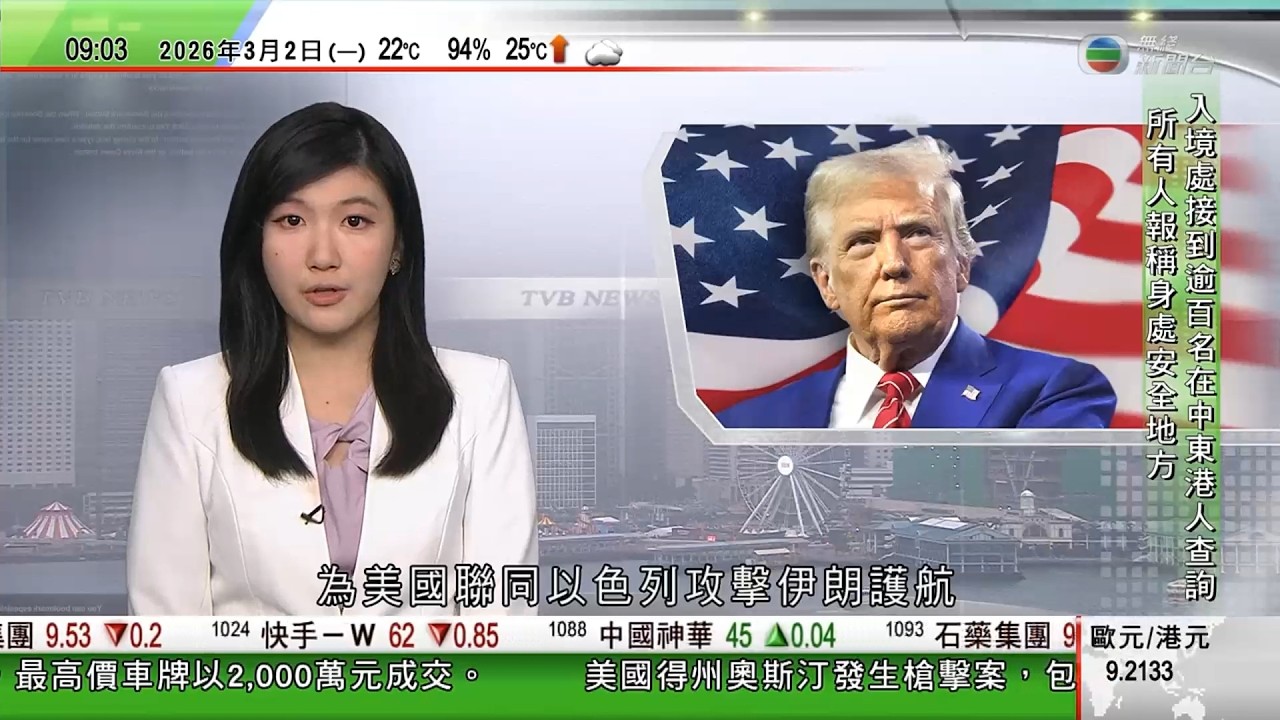 0900 無綫早晨新聞｜美以襲伊朗｜特朗普稱軍事行動或持續多四周　籲當地武裝部隊棄械投降｜霍爾木茲海峽有運油輪遇襲｜伊朗臨時領導委員會開始運作直至選出新最高領袖｜特朗普答應與伊朗新領導團隊對話｜TVB