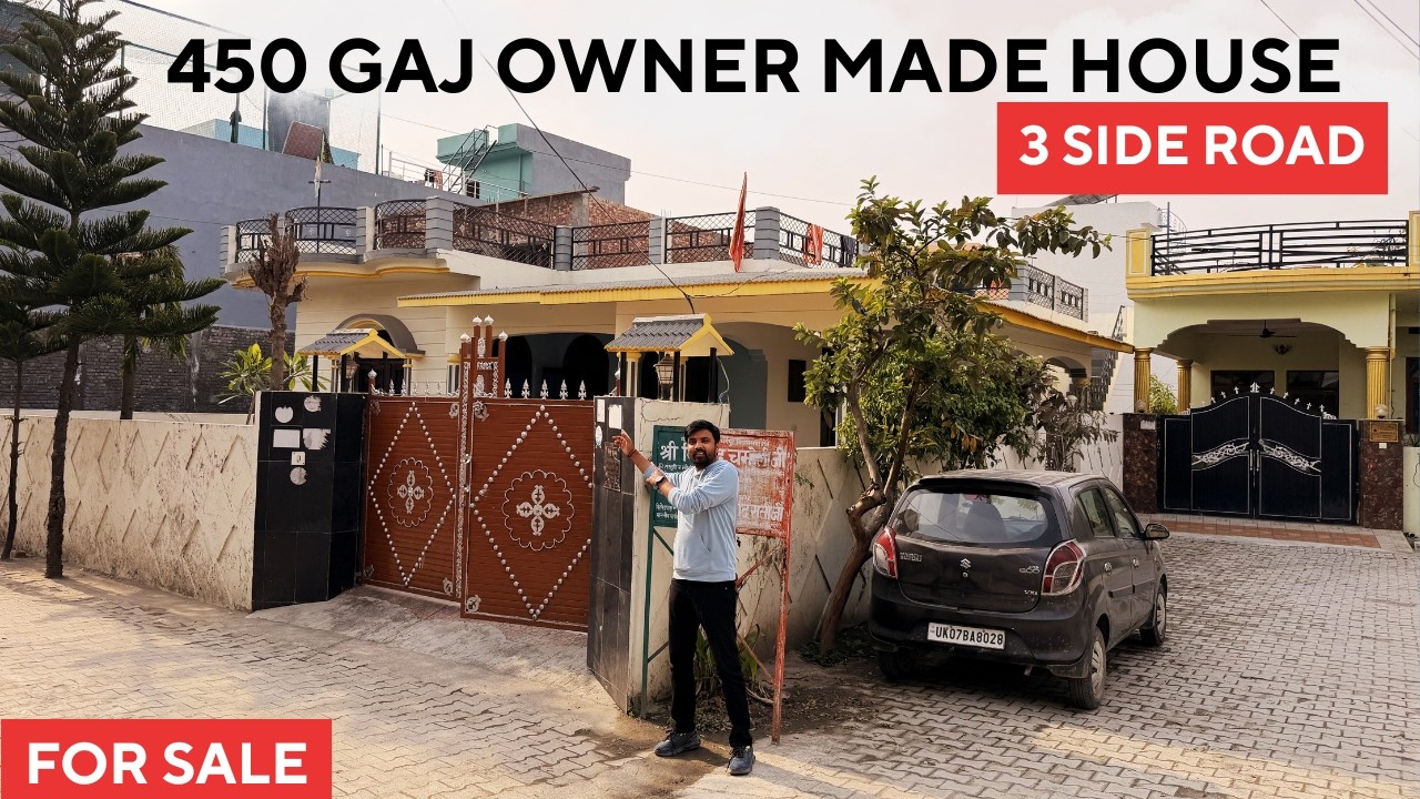 House for Sale with 450 Gaj Land, 3 Side Road, NE Facing-3 Car Parking & Lawn Space - Property 2050