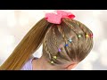 Adorable Side Ponytail Hairdo with Rubber Bands and Braids | Ponytail Hairstyles by LittleGirlHair