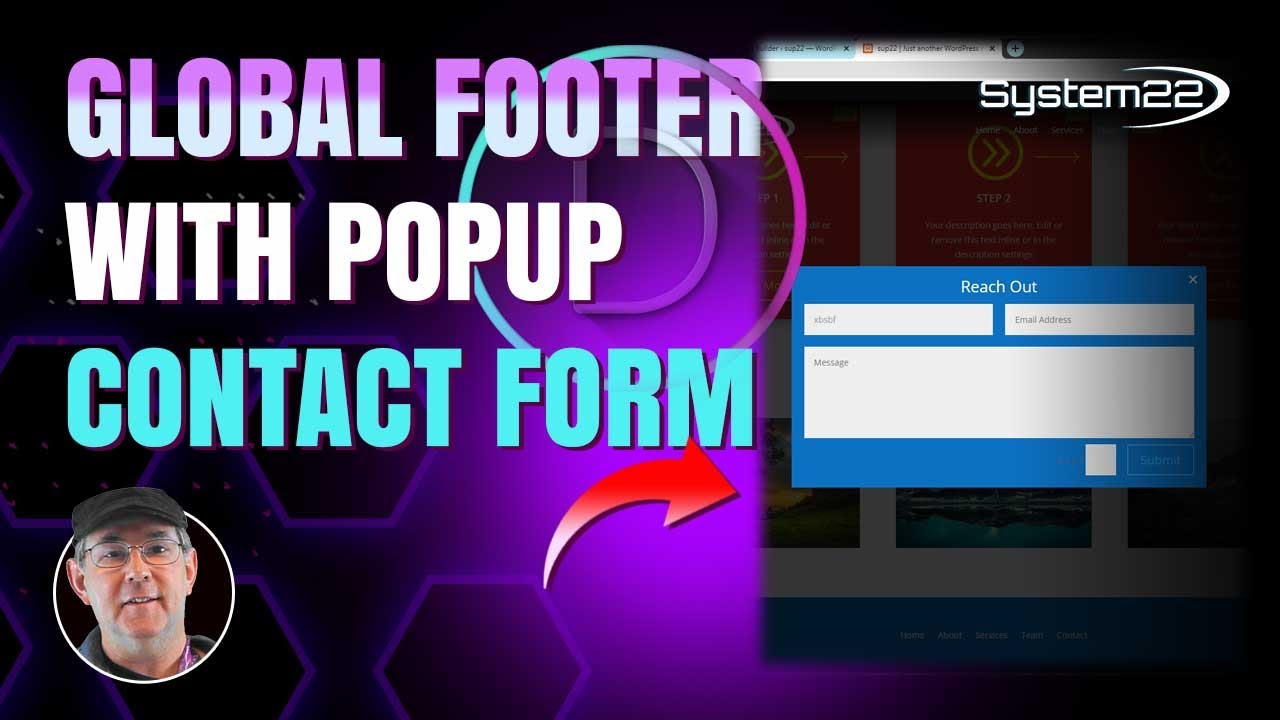 Divi Theme Custom Global Footer With Popup Contact Form 👍👍👍
