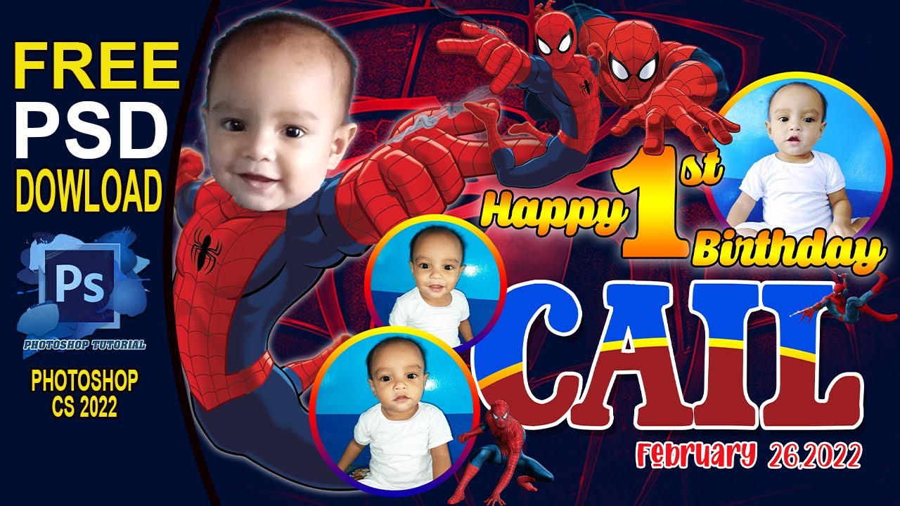 Spiderman Invitation Layout for Birthday & Christening: Free PSD File  Download 