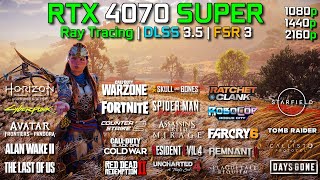 RTX 4070 SUPER + RYZEN 5 7600X | Test in 25 Games | 1080p - 1440p - 4K | Ray Tracing DLSS 3.5 & FSR3