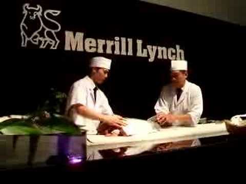 Veeery cool Tuna (maguro) cutting display at the Merrill Lynch dinner last night