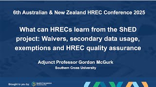 HREC Conference 2025 – Adj. Professor Gordon McGurk