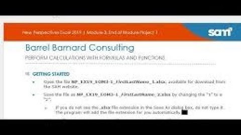 Excel Module 3 SAM End of Module Project 1 | NP_EX19_EOM3-1 | Barrel Barnard Consulting