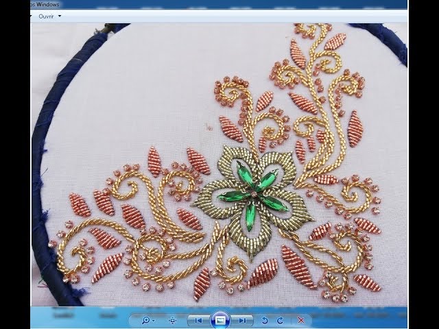 Hand embroidery ,hand embroidery design,border line embroidery with beads  and stones …