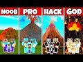 Minecraft Battle: VOLCANO FAMILY HOUSE - NOOB vs PRO vs HACKER vs GOD in Minecraft Animation