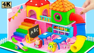 Build Colorful School Playground, Mini Classroom using Cardboard, Polymer Clay  DIY Miniature House