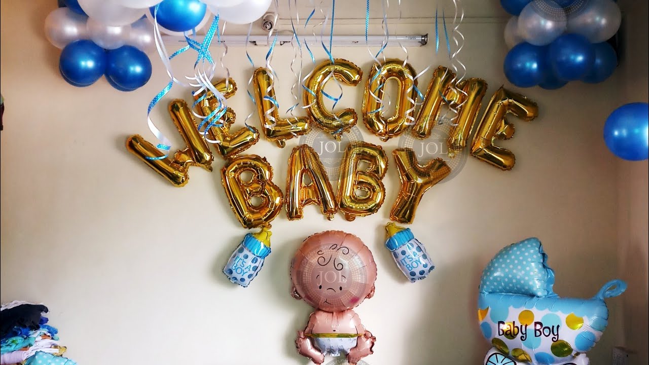 Baby welcome decoration ideas, Newborn baby boy welcome home decoration