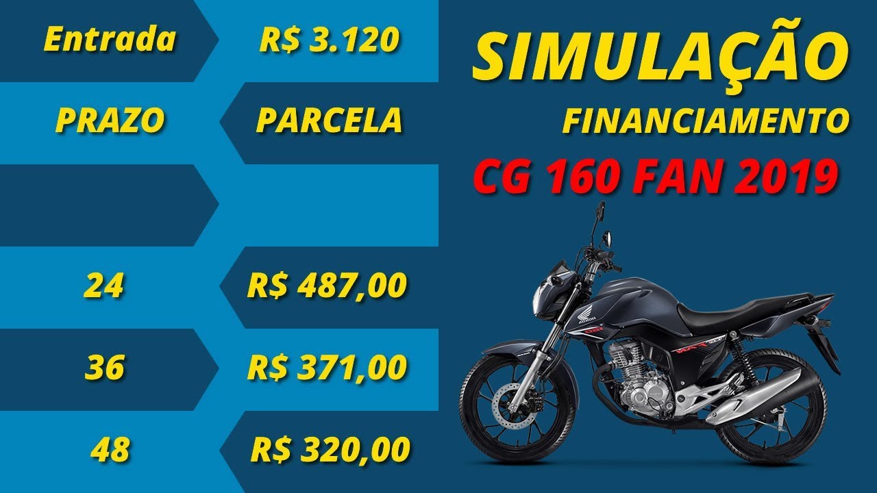 Simulação para finaciamento da nova cg 160 Fan 2019 - YouTube