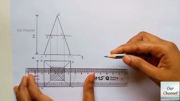 True Length of Slant edge of the Square Pyramid | Engineering Drawing