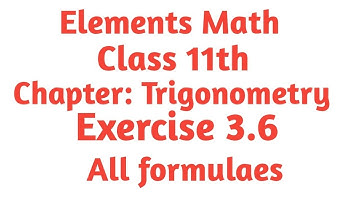 Class 11th math chapter 3 Exercise 3.6 .All formula introduction.