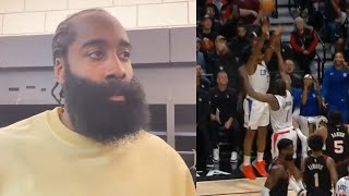 James Harden on why he tried to block Kawhi Leonard's shot 😂