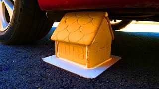 Crushing Crunchy & Soft Things by Car! - EXPERIMENT Gingerbread House vs Car by Galaxy Experiments 11,669 views 3 years ago 1 minute, 26 seconds