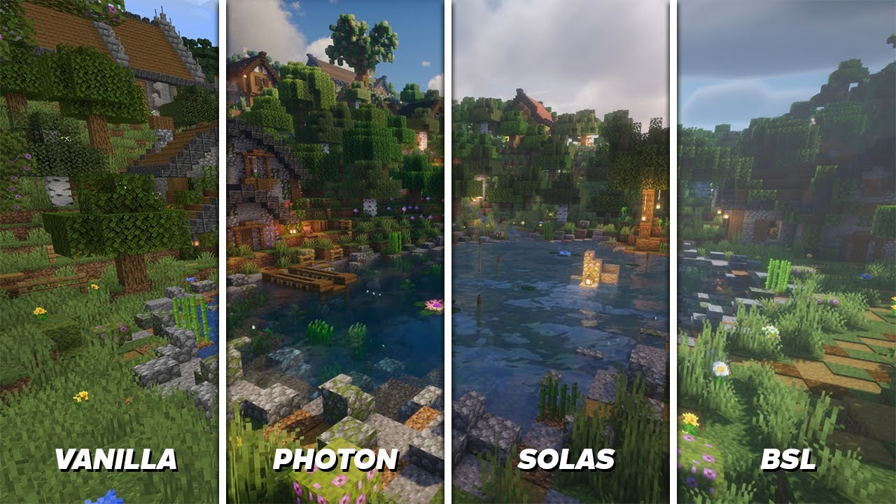 Vanilla vs Photon vs Solas vs BSL - Shaders Comparation - YouTube