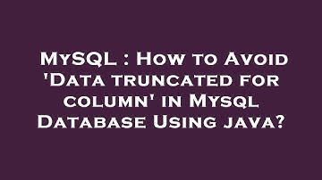 MySQL : How to Avoid 