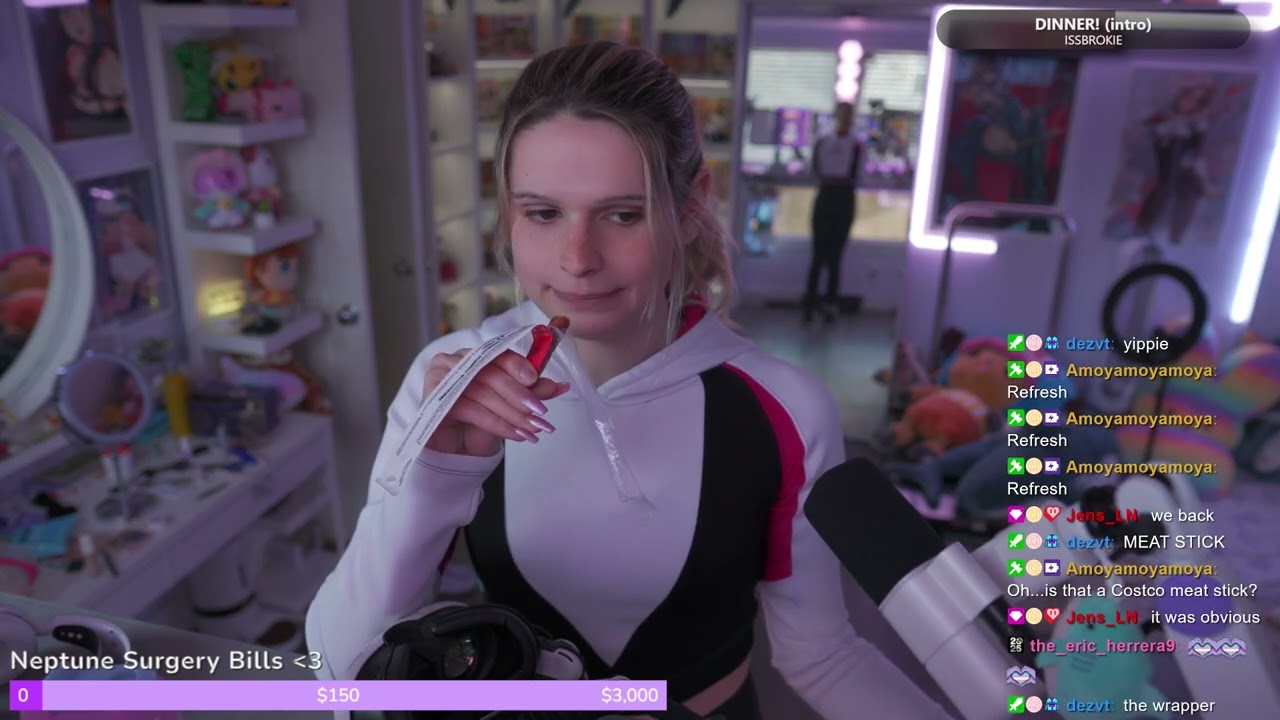 Streamer returns with a meat stick