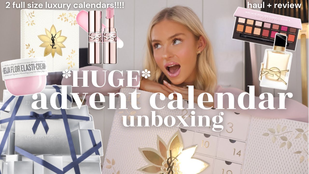 unboxing TWO luxury advent calendars | YSL Beauty + LookFantastic | worth $2000+