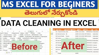 Excel “Data Cleaning Process in Excel” | Clean Raw Data in Excel (Telugu)