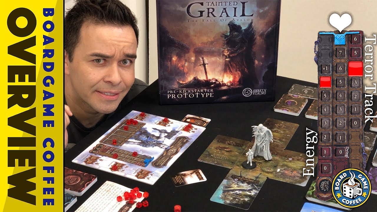 Tainted Grail Fall of Avalon Kickstarter Prototype Preview with Board