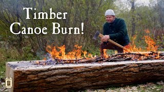 From Tree to Canoe Part 1  Chopping and Burning