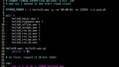 Trying to reduce noise in 8-bit audio with different FFMPEG filters