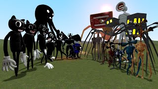 All Siren Heads Vs All Cartoon Cats Garrys Mod Trevor Henderson And Leovincible