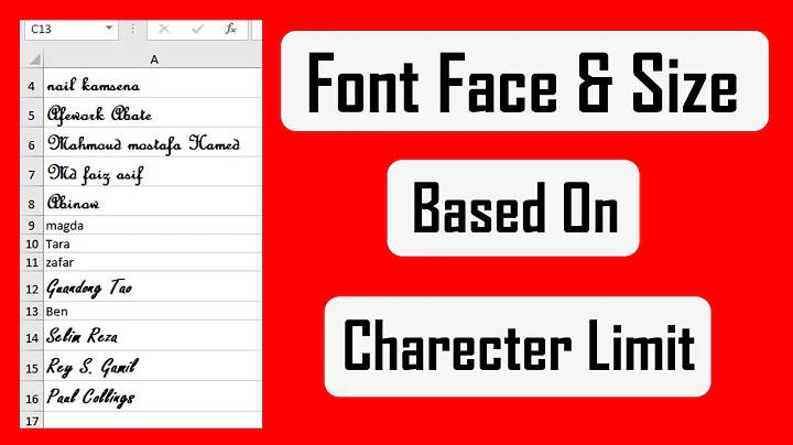 How To Change Font Face & Size Based On Character Length In Excel