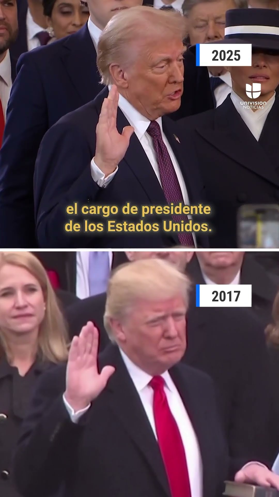 Así fue la juramentación de Trump en el año 2017 y la de este lunes 20 de enero de 2025