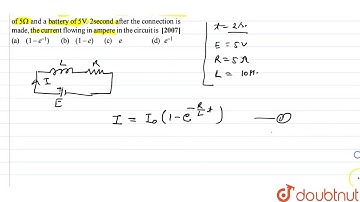 An ideal coil of 10H is connected in series with a resistance of `5(Omega)` and a battery