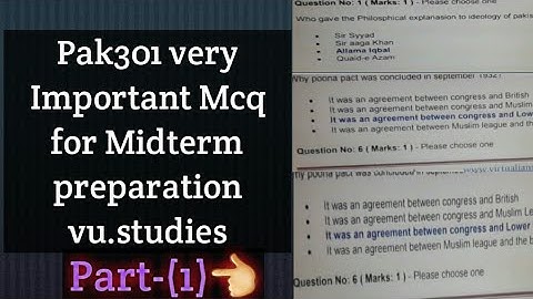 Pak 301 important MCQs for Midterm preparation#vu.studies#very Important