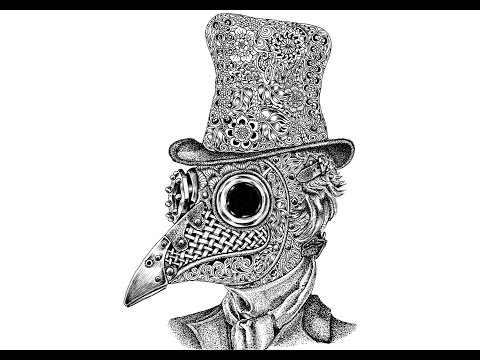 Zentangle#78 A plague doctor was drawn by sketch with Zentangle.　ペスト医師を描いてみました。