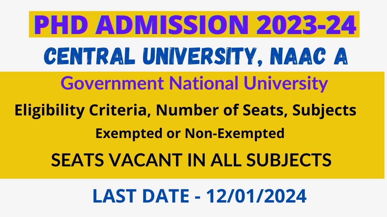 Central University PhD Admission Notification 2024 - YouTube