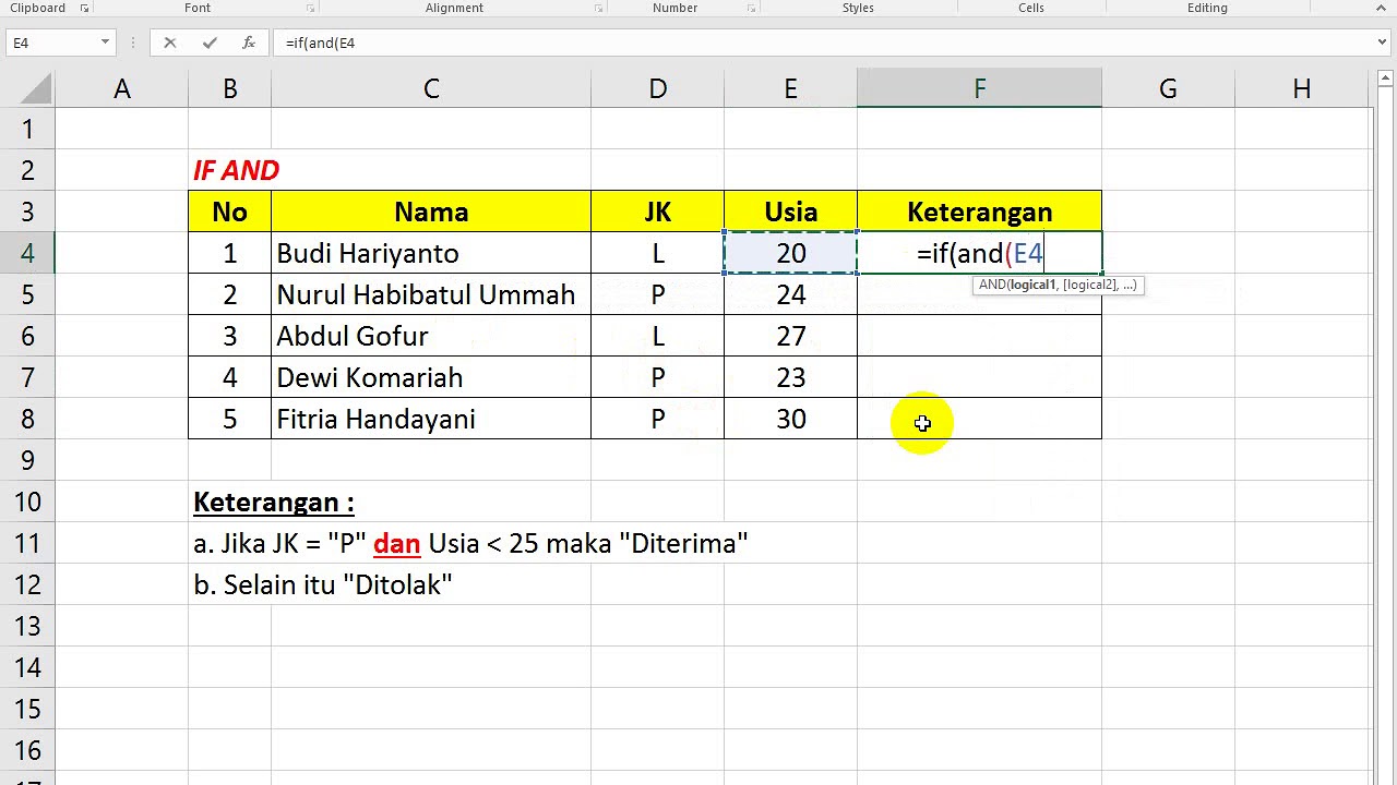 Materi Fungsi Logika Microsoft Excel Beserta Contoh Soal