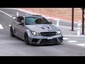 LOUD Mercedes C63 AMG Black Series with Decat iPE Exhaust - Accelerations & Burnout !