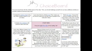 K-5 Ish ChoiceBoard Directions and Help