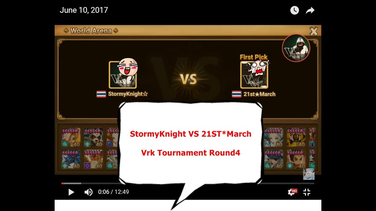 Summoners War - Vrk RTA Tournament Round 4 StormyKnight vs 21st*Marhc
