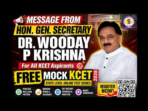 KCET 2026 Students 🚨 Important Message by Dr. Wooday P Krishna | Free Mock Test | BE Aspirants
