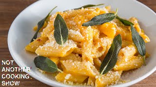 a creamy, seasonal BUTTERNUT SQUASH PASTA with CRISPY SAGE