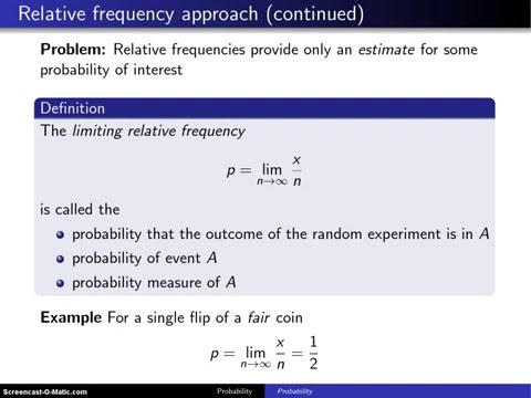 Relative frequency approach (limiting case)