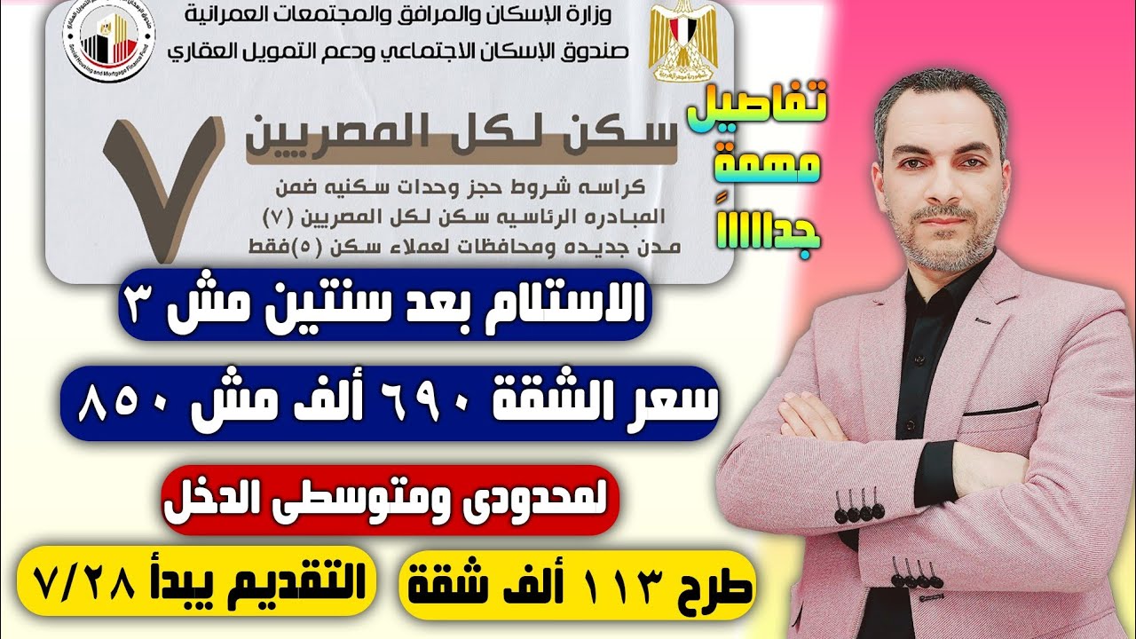 مفاجأة سارة فى تفاصيل سكن لكل المصريين 7 منها الشقة 690 ألف والإستلام بعد سنتين .. أزاى ؟