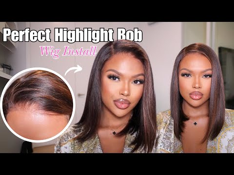 Pre-everything Bob Wig With Brown Highlights | Beginner Friendly install | MyFirstWig